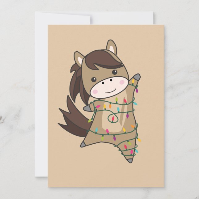 Cartes Pour Fêtes Annuelles Cheval Pony Noël Neige Hiver Animaux Chevaux Ho (Devant)