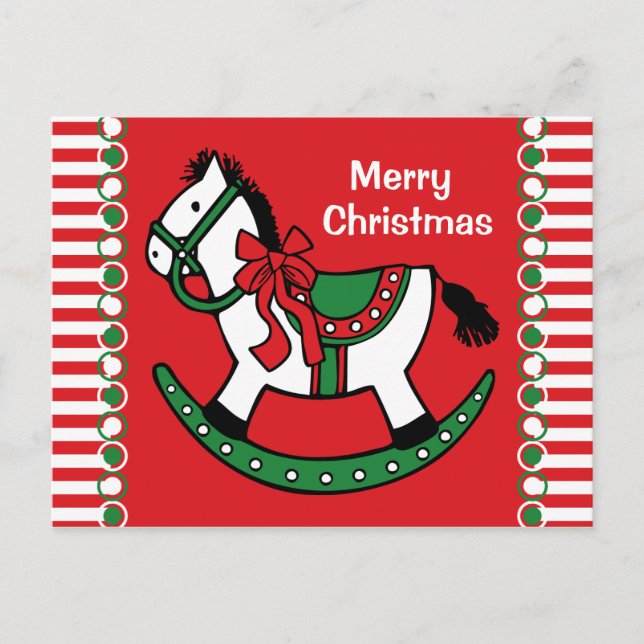 Cartes Pour Fêtes Annuelles Cheval Rocking de Noël Personnalisé (Devant)