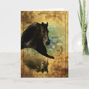 Cartes Pour Fêtes Annuelles Cheval sur Monet - carte, salutation/note