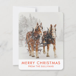 Cartes Pour Fêtes Annuelles Cheval tiré Sleigh scène de Noël