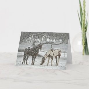Cartes Pour Fêtes Annuelles Chevaux à Noël de neige