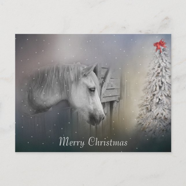 Cartes Pour Fêtes Annuelles Chevaux : Amateurs de Cheval Neige hiver Noël (Devant)