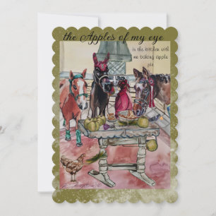 Cartes Pour Fêtes Annuelles chevaux confectionnant tarte aux pommes