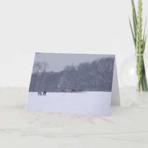 Cartes Pour Fêtes Annuelles "Chevaux dans la neige"