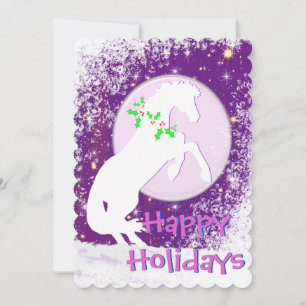 Cartes Pour Fêtes Annuelles Chevaux de Coeur Blanc V Vacances (Étoiles Violett