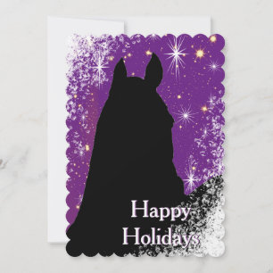 Cartes Pour Fêtes Annuelles Chevaux de Coeur I Holiday (violet avec étoiles)