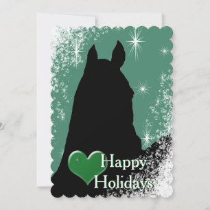 Cartes Pour Fêtes Annuelles Chevaux de cœur I Vacances (vert)
