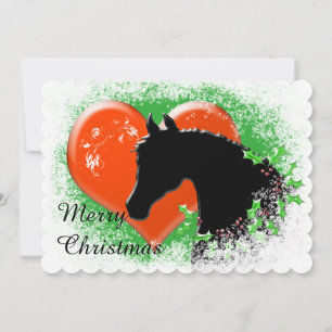 Cartes Pour Fêtes Annuelles Chevaux de Coeur III Vacances (Cheval Noir/Coeur R