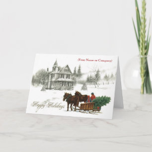 Cartes Pour Fêtes Annuelles Chevaux de Neige Entreprise Imprimé Affaires Noël