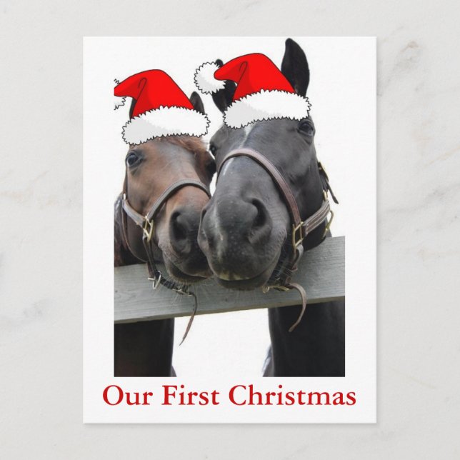 Cartes Pour Fêtes Annuelles Chevaux de Noël (Devant)