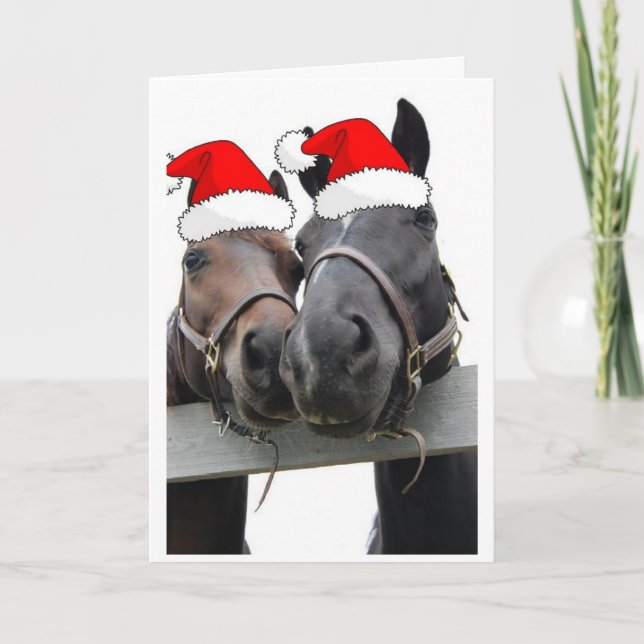 Cartes Pour Fêtes Annuelles Chevaux de Noël (Devant)