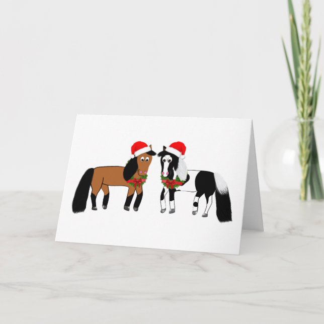 Cartes Pour Fêtes Annuelles Chevaux de Noël (Devant)