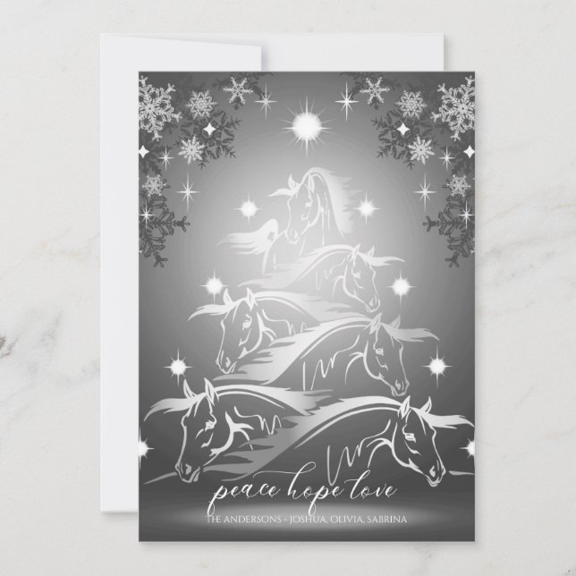 Cartes Pour Fêtes Annuelles Chevaux de Noël Abstraits (Devant)