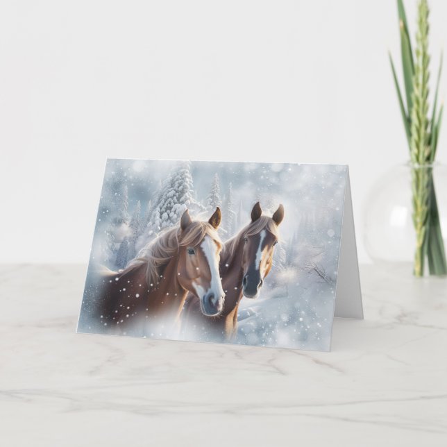 Cartes Pour Fêtes Annuelles Chevaux de Noël Joyeuses Fêtes Jolies Chevaux (Devant)