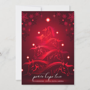 Cartes Pour Fêtes Annuelles Chevaux de Noël rouge vibreux