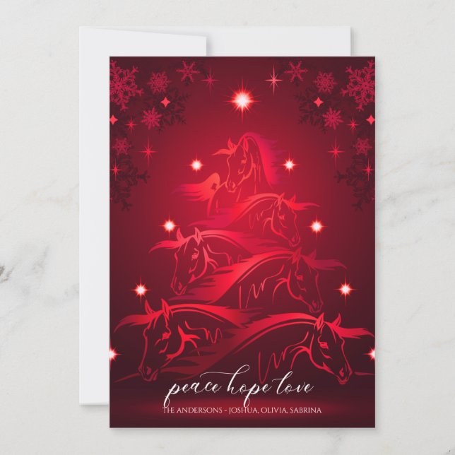 Cartes Pour Fêtes Annuelles Chevaux de Noël rouge vibreux (Devant)
