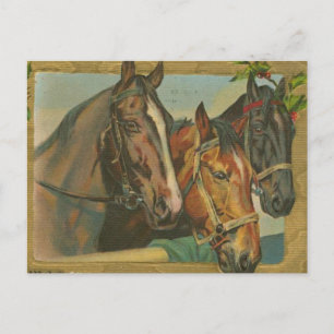 Cartes Pour Fêtes Annuelles Chevaux de Noël Vintage