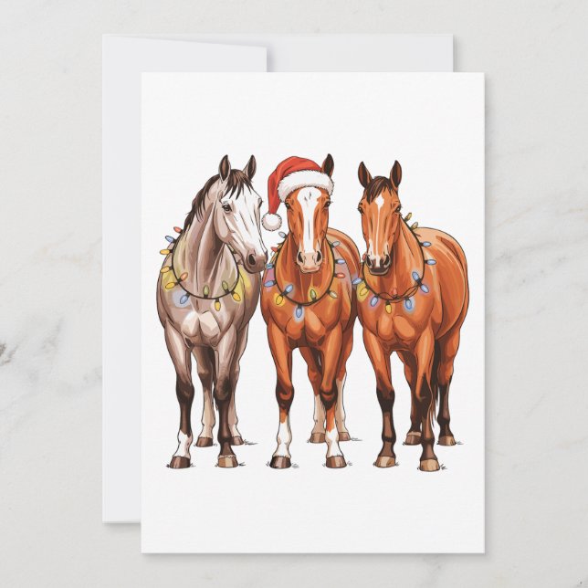 Cartes Pour Fêtes Annuelles Chevaux de Noël Western Cowboy Santa Hat Farm (Devant)