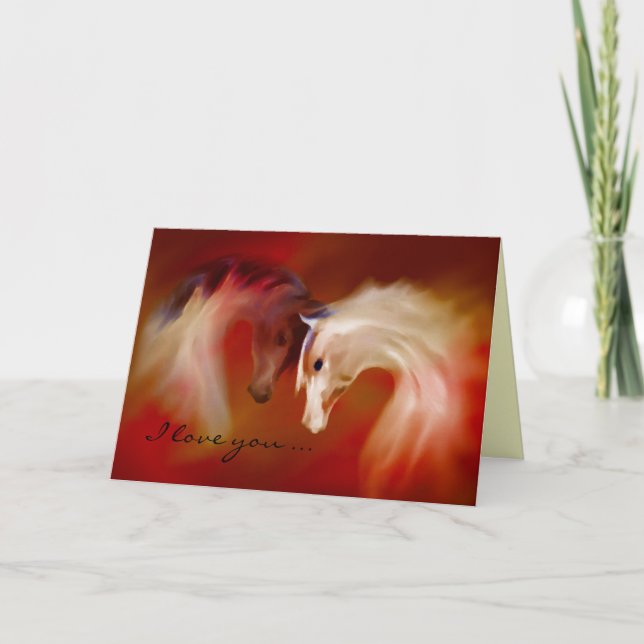 Cartes Pour Fêtes Annuelles "Chevaux de verre, l'amour de la Saint Valentin" ~ (Devant)