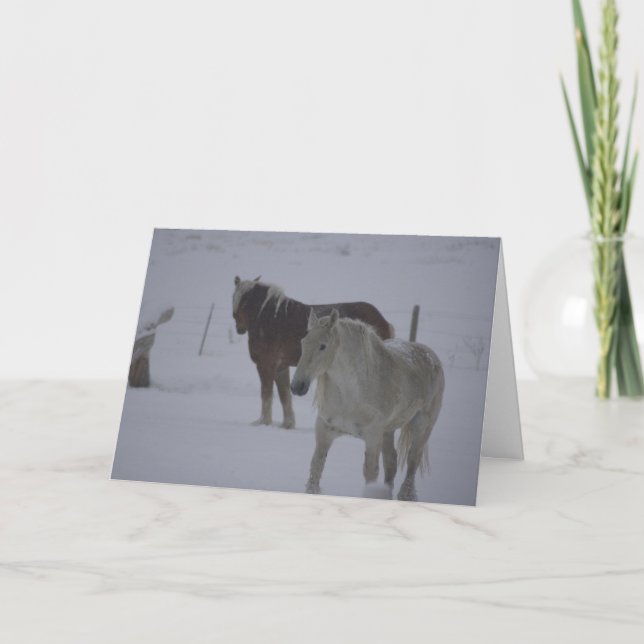 Cartes Pour Fêtes Annuelles Chevaux d'hiver (Devant)