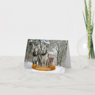 Cartes Pour Fêtes Annuelles Chevaux et Sleigh Snowy Christmas