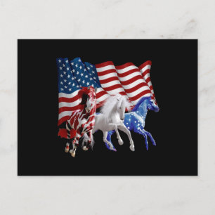 Cartes Pour Fêtes Annuelles Chevaux États-Unis Drapeau américain Cheval