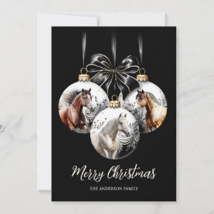 Cartes Pour Fêtes Annuelles Chevaux noir et or Citation de Noël