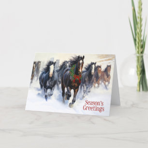 Cartes Pour Fêtes Annuelles Chevaux sauvages sur le thème occidental dans la n