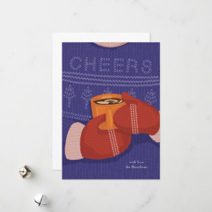 Cartes Pour Fêtes Annuelles Cheveux tricotés sur basculement bleu