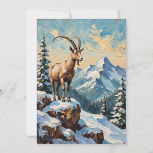 Cartes Pour Fêtes Annuelles Chèvre de montagne vintage sur la crête de Noël gi