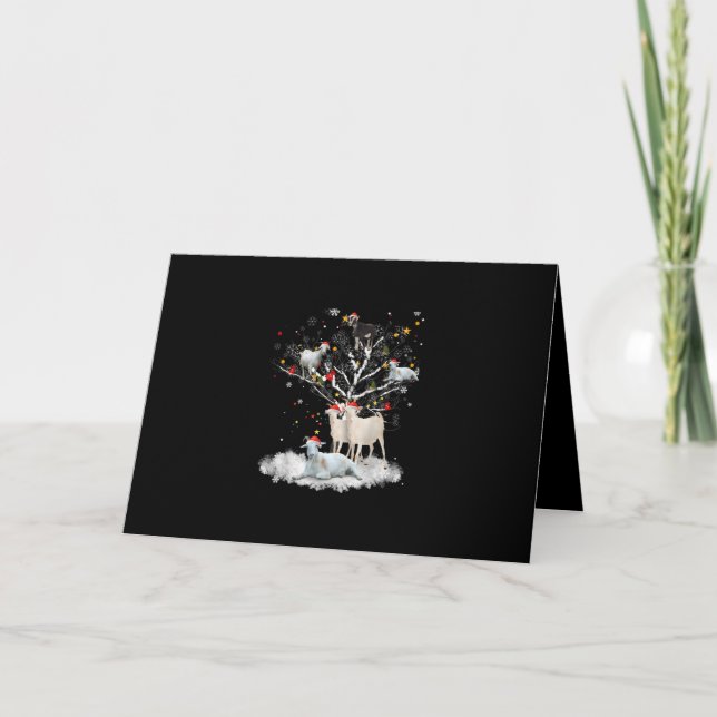 Cartes Pour Fêtes Annuelles Chèvre de Noël sur l'arbre Drôle de cadeau pour am (Devant)
