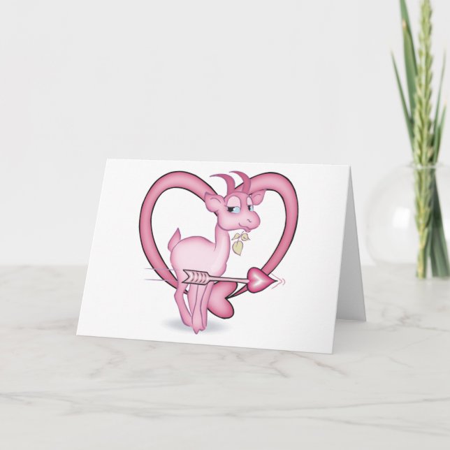Cartes Pour Fêtes Annuelles Chèvre de Saint-Valentin rose (Devant)