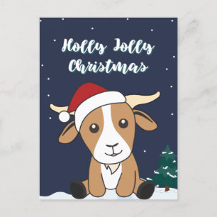 Cartes Pour Fêtes Annuelles Chèvre Noël Chèvres Animaux d'hiver Vacances Postc
