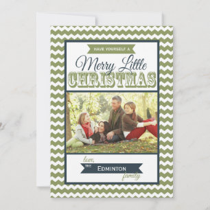 Cartes Pour Fêtes Annuelles Chevron Merry Little Christmas Flat Card
