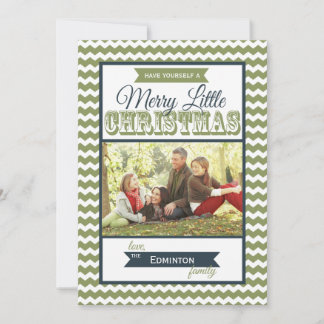 Cartes Pour Fêtes Annuelles Chevron Merry Little Christmas Flat Card