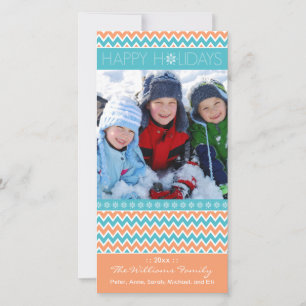 Cartes Pour Fêtes Annuelles Chevron Motif Family Holiday Photocard (corail)