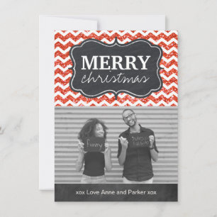 Cartes Pour Fêtes Annuelles Chevron Parties scintillant tableau noir Noël Cart