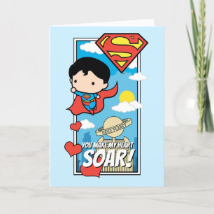 Cartes Pour Fêtes Annuelles Chibi Superman - Tu Fais Tourner Mon Coeur Valenti