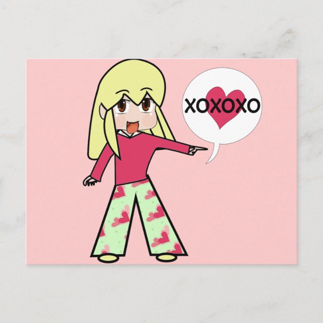 Cartes Pour Fêtes Annuelles Chibi Valentine Hearts (Devant)
