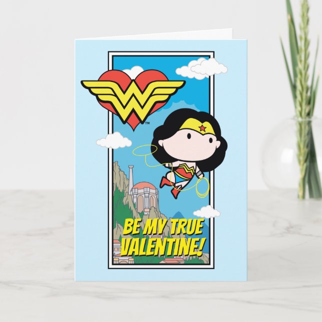 Cartes Pour Fêtes Annuelles Chibi Wonder Woman - Dites-Moi La Vérité Valentine (Devant)