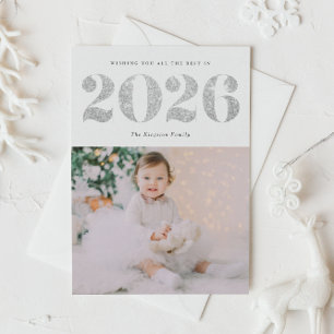 Cartes Pour Fêtes Annuelles Chic 2022 Parties scintillant Argent Bonne Année P