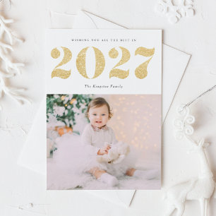 Cartes Pour Fêtes Annuelles Chic 2022 Parties scintillant d'or Bonne année pho