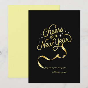 Cartes Pour Fêtes Annuelles Chic 2026 Soirée du Nouvel An doré pailleté noir 
