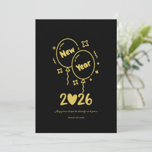 Cartes Pour Fêtes Annuelles Chic 2026 Soirée du Nouvel An Or Paillettes Noir 