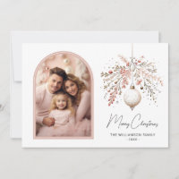 Chic Aquarelle Bauble & Photo de famille Noël