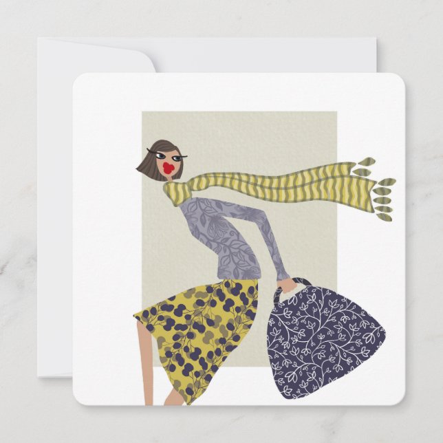 Cartes Pour Fêtes Annuelles Chic Automne Fashion Illustration Flat Card (Devant)