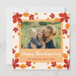 Cartes Pour Fêtes Annuelles Chic automne laisse cadre Thanksgiving photo