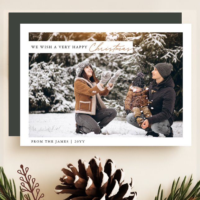 Cartes Pour Fêtes Annuelles Chic Blanc & Vert Joyeux Noël (Créateur téléchargé)