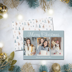Cartes Pour Fêtes Annuelles Chic Bleu Poussiéreux Joyeux Noël Photomontage
