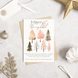 Cartes Pour Fêtes Annuelles Chic Boho Noël Pastel Arbres Levés À La Main Photo
